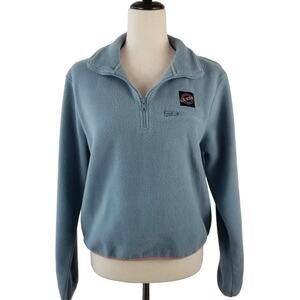 Guess Los Angeles Light Blue Fleece 1/4 Zip Pullover Top Shirt Sweater Medium